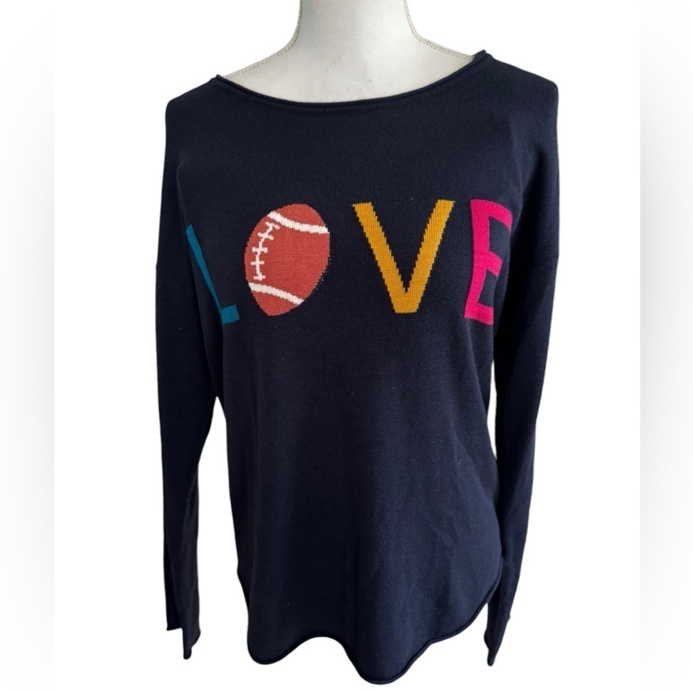 Rachel Zoe Women's Love Football Cashmere blend Pullover Sweater Long Sleeve M